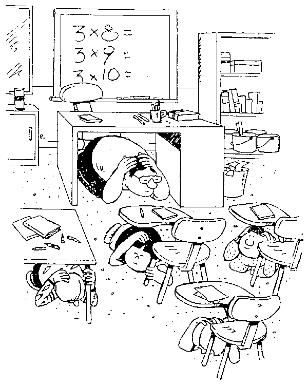 600x752 Duck, Cover And Hold Cartoon