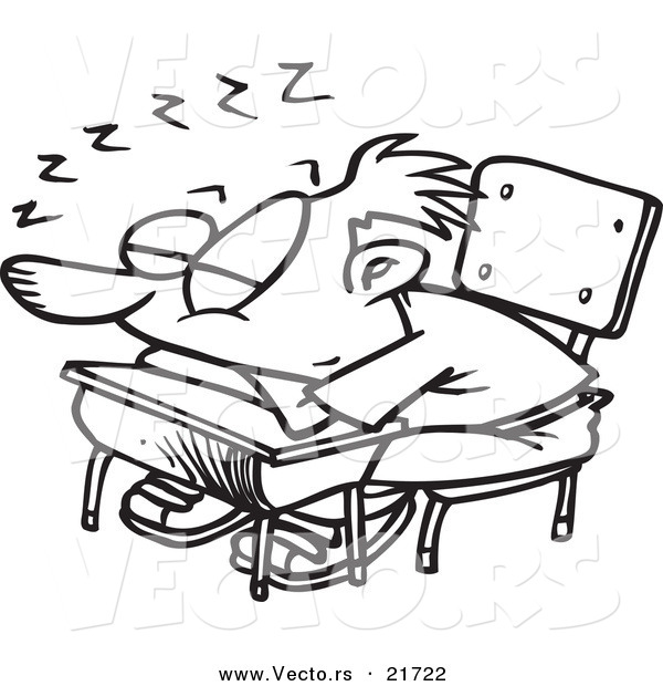 600x620 Vector Of A Cartoon School Boy Sleeping On His Desk