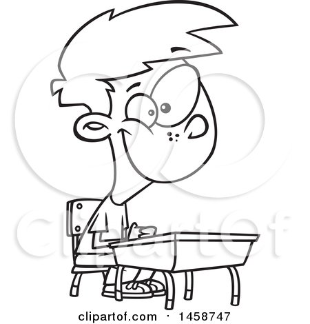450x470 Clipart Of A Cartoon Outline Happy Boy Sitting