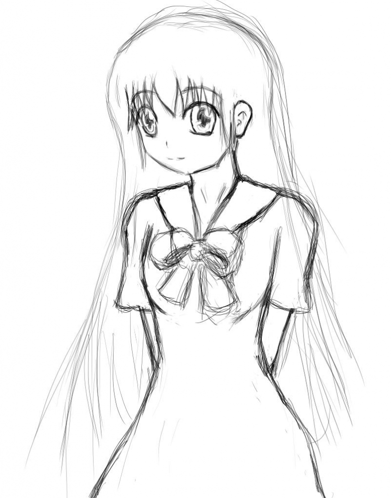805x1024 Drawing Of A Girl In A Dress Girl In School Dress Raptor Tk