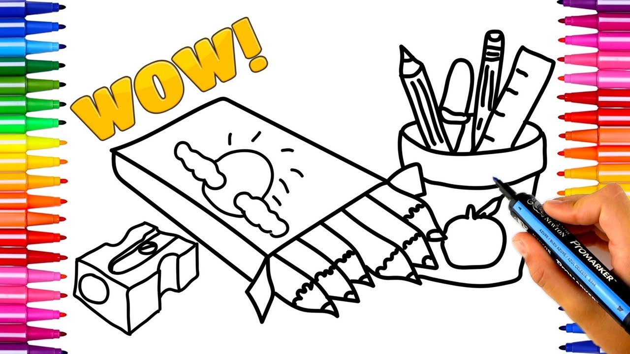 1280x720 Coloring School Accessories Coloring Pages Creativity Colors