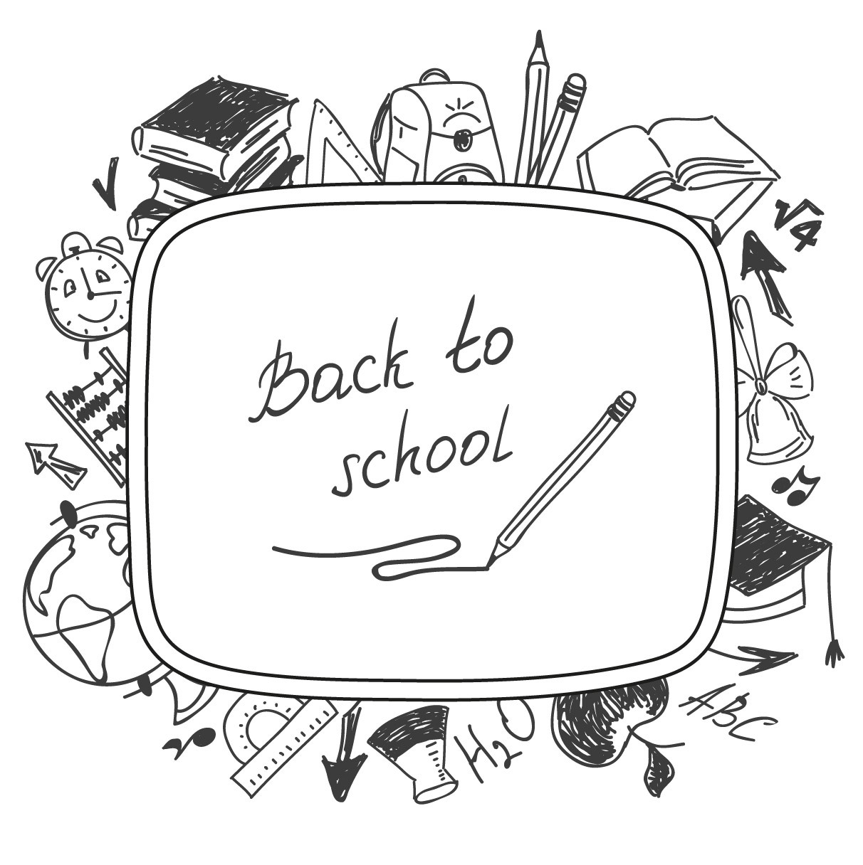 1212x1216 Pencil Sketch Back To School Illustration