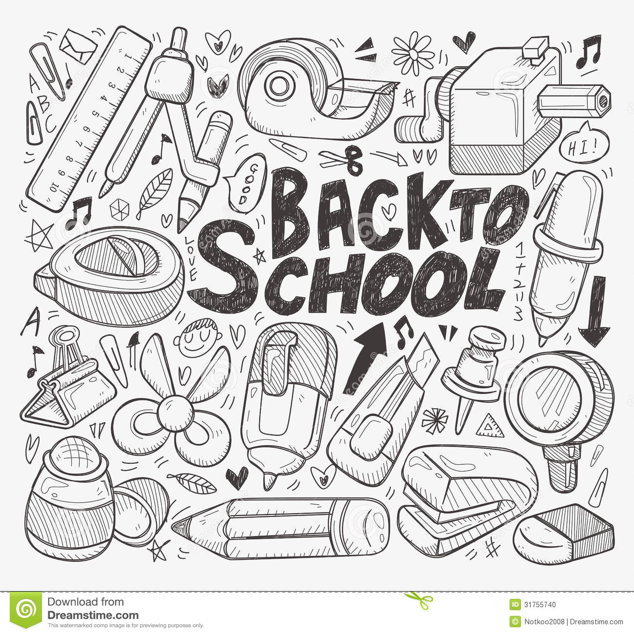 1300x1302 Back To School Drawings How To Draw Back To School Supplies