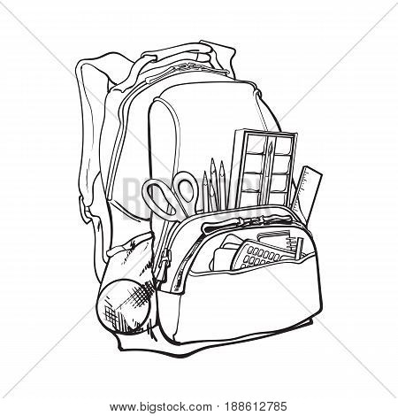 450x470 Backpack Packed School Items, Vector Amp Photo Bigstock