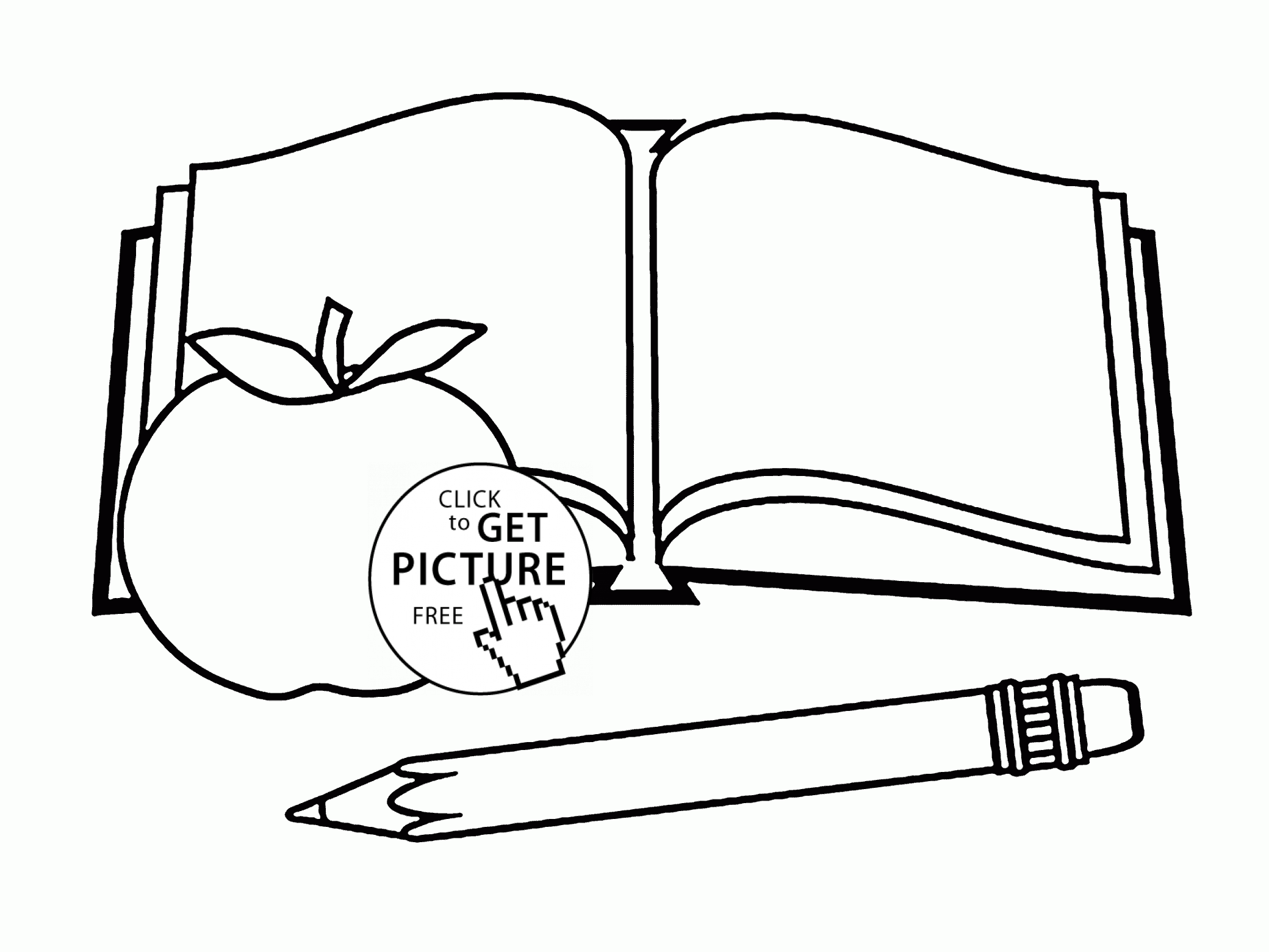 2080x1560 School Book And Pencil Coloring Page For Kids, Back To School