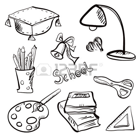 450x450 Back To School Icon Cartoon Art Drawing Set Isolated On A White