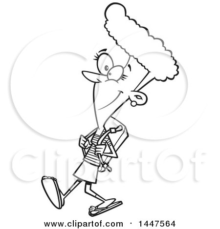 450x470 Clipart Of A Cartoon Black And White Lineart African American
