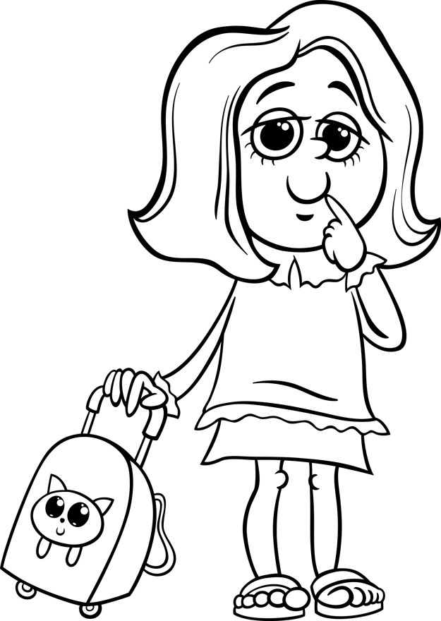 625x880 Grade School Girl Coloring Page Vector Premium Download