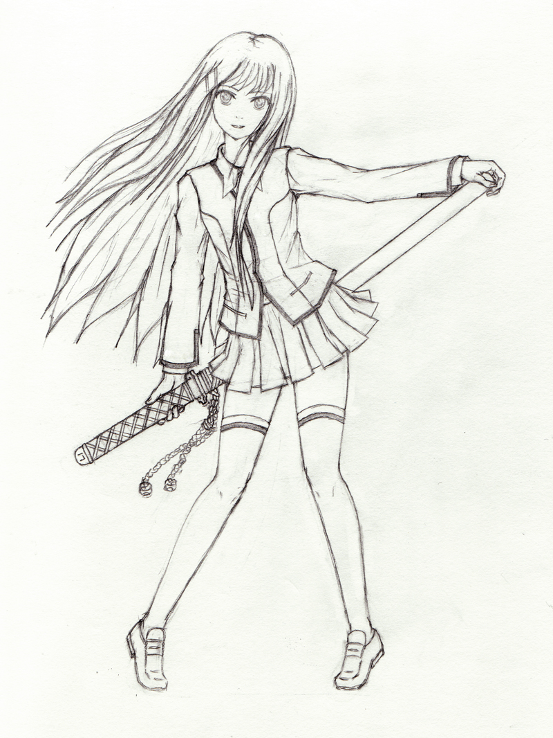 800x1066 Katana School Girl By Tsubasamist