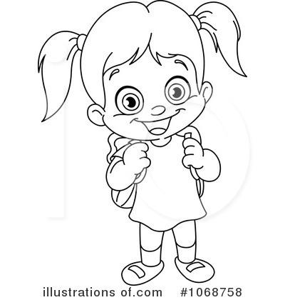 400x420 School Girl Clipart Black And White Clipart Station