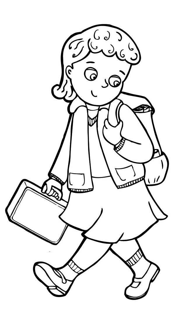 600x1056 School Girl Clipart Black And White 14 Clipart Station