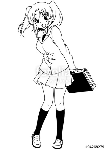 354x500 School Girl With Bag,illustration,ink,black And White,logo,outline