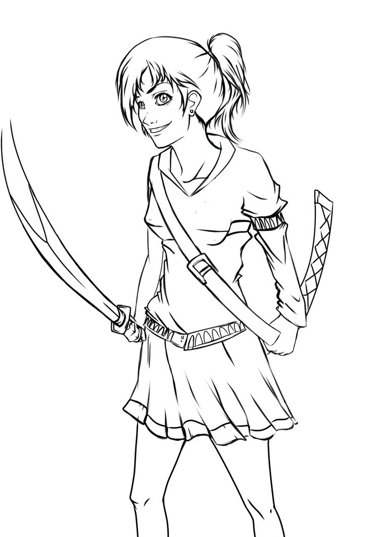 752x1063 Anime Sword Girl Drawing Sword School Girl Sketchaviarts