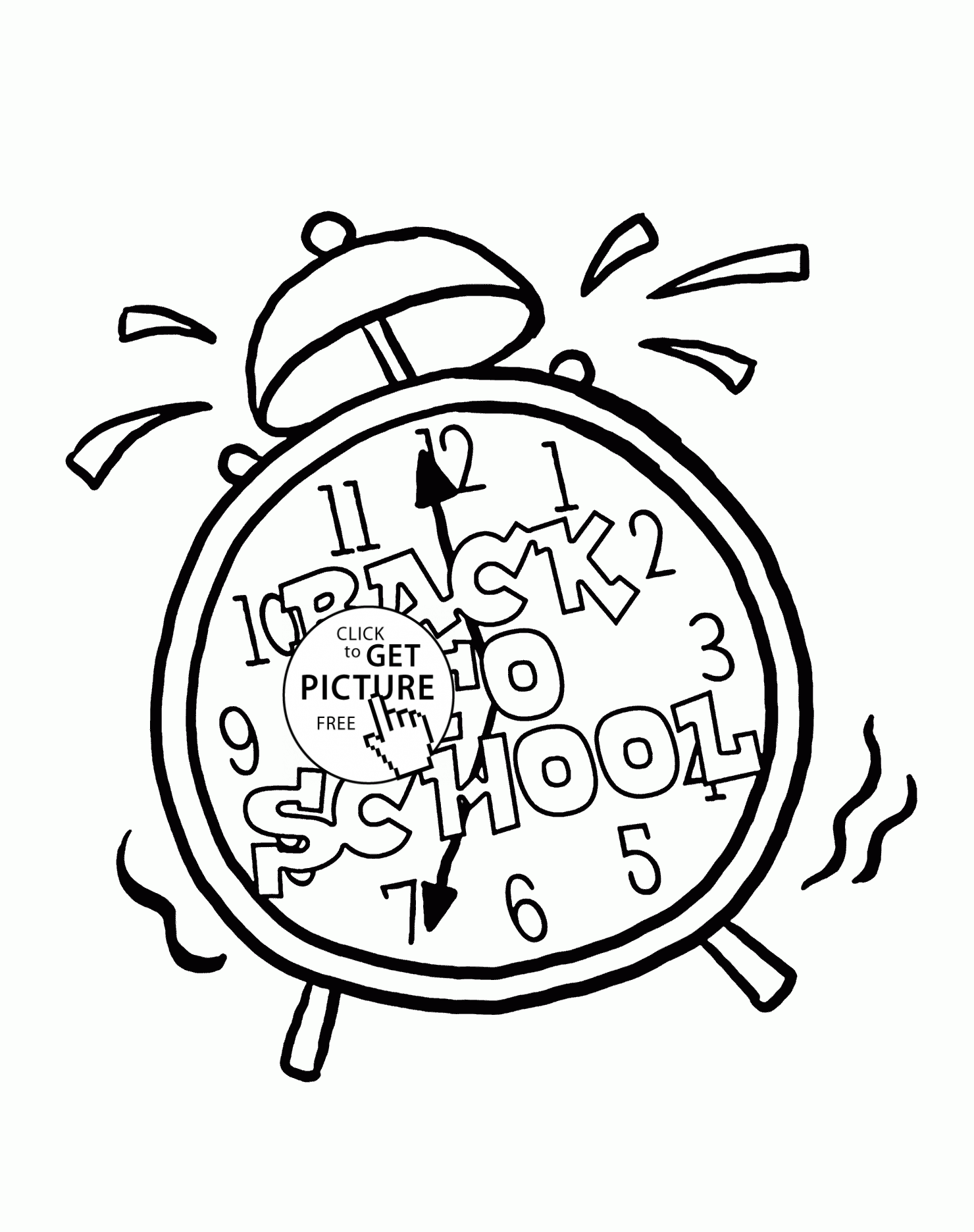 1480x1872 Back To School Clock Coloring Page For Kids, School Coloring Pages
