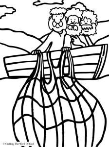 224x300 Miraculous Catch Of Fish Coloring Page Sunday School