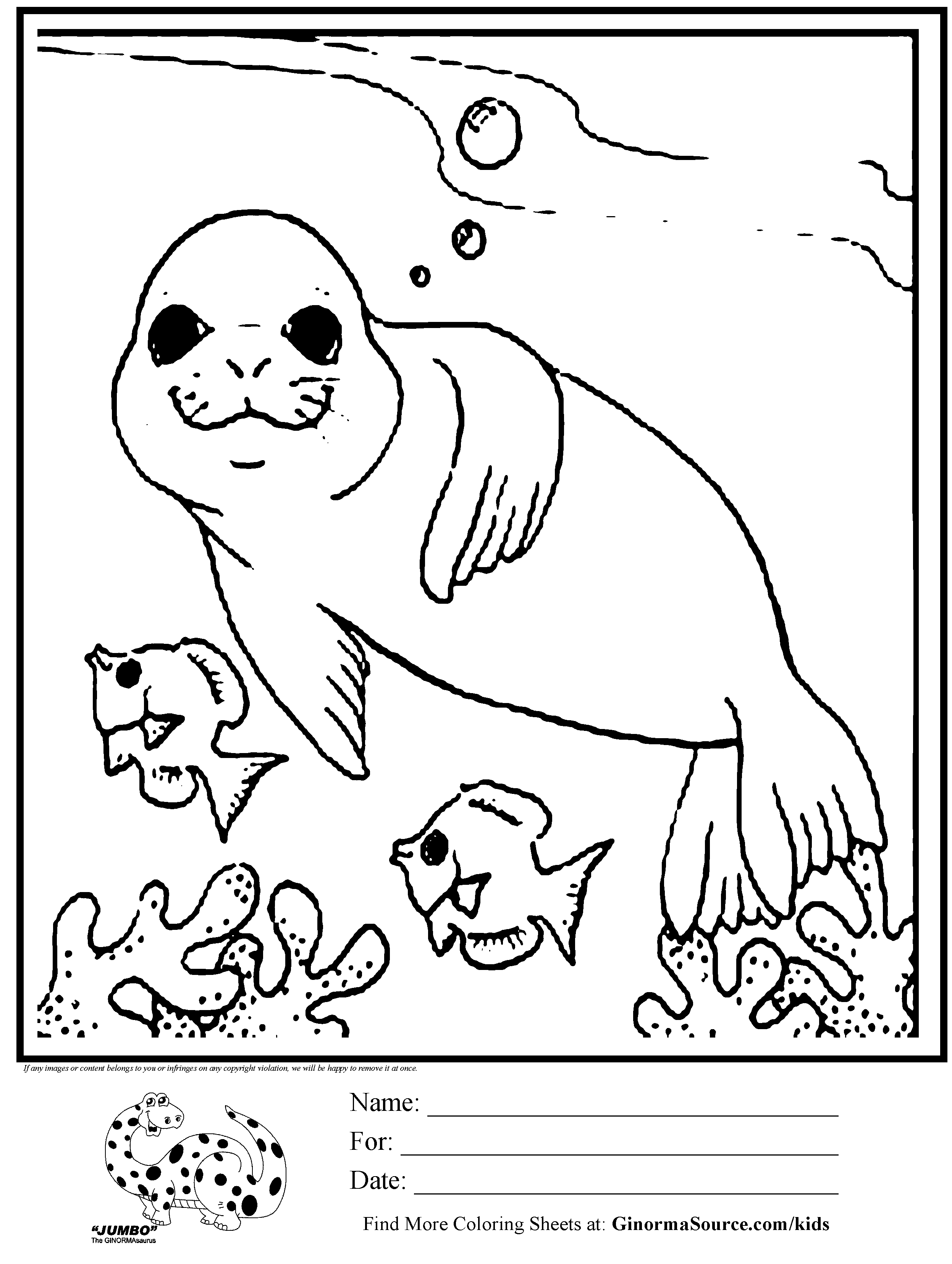 2493x3310 Coloring Page Seal Swimming With Fish Coloring Pages