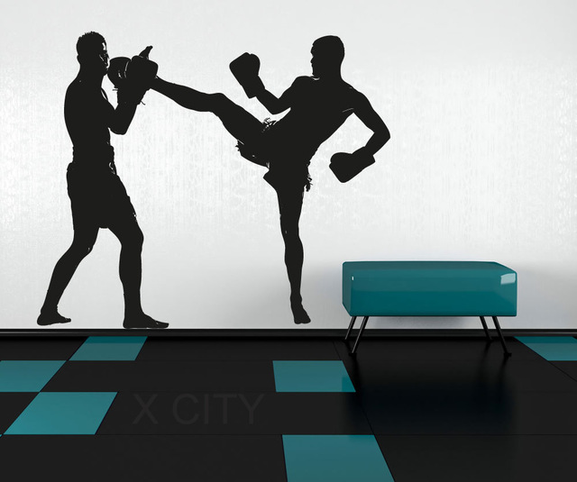 640x535 Mma Fight Boxing Graphic Men Silhouette Wall Vinyl Sticker Decal