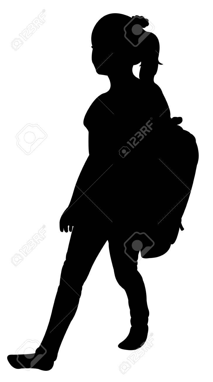 727x1300 Back To School Kid Silhouette Royalty Free Cliparts, Vectors,