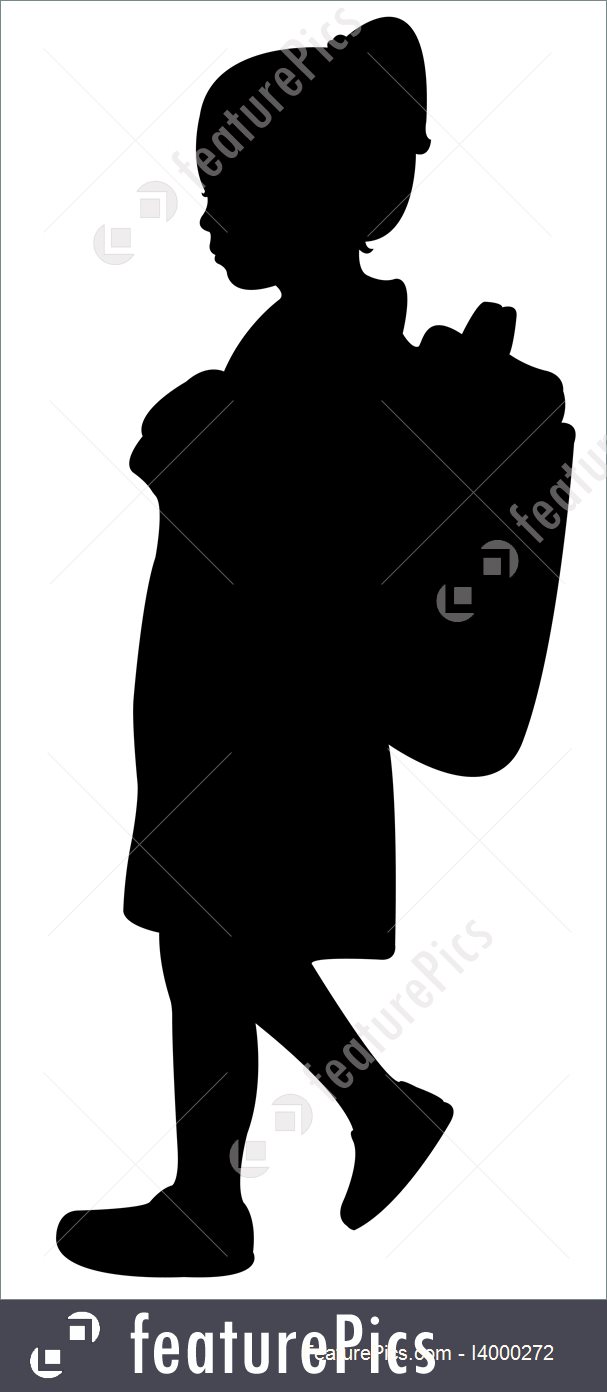 607x1392 Walking School Girl Silhouette Vector
