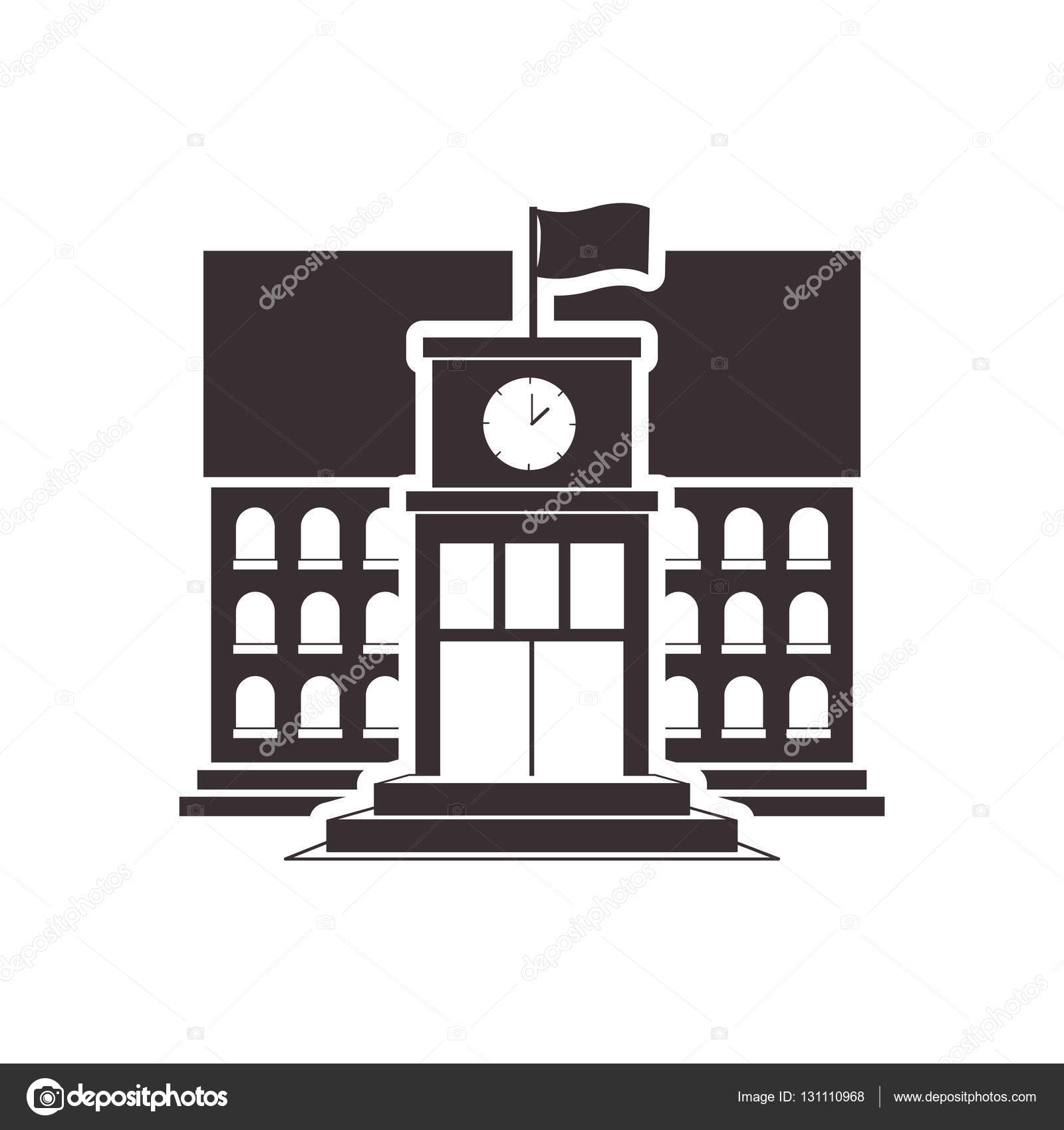 1600x1700 Black Silhouette High School Structure