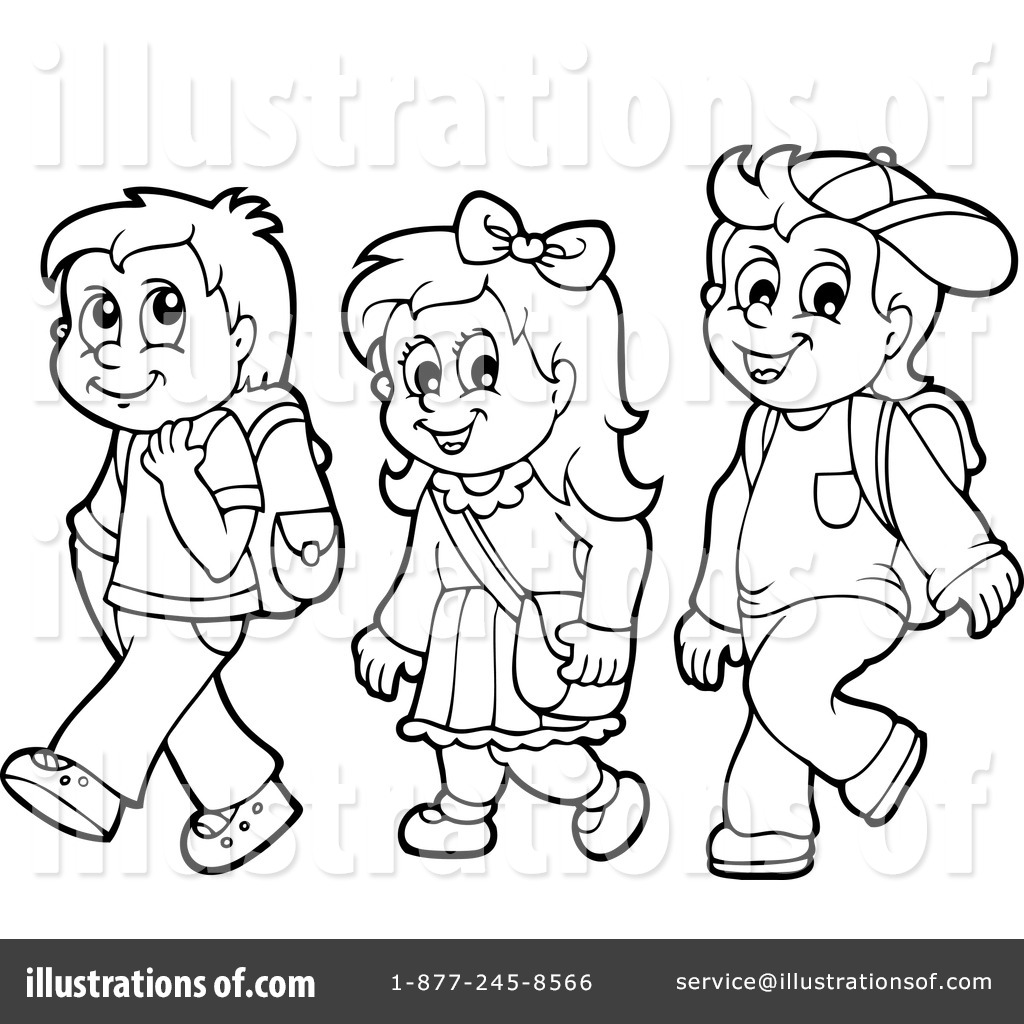 1024x1024 School Going Children Clipart Black And White