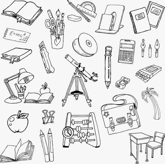 650x646 Cartoon Artwork Painted School Supplies, Cartoon School Supplies