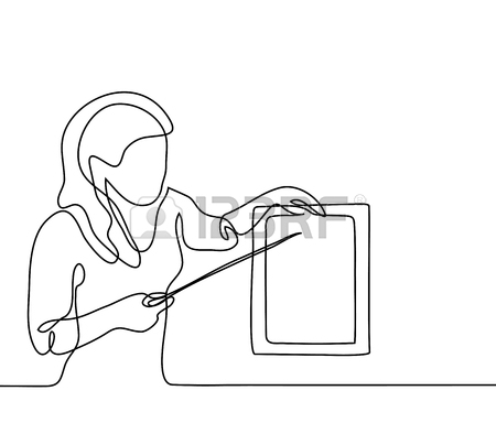 450x394 Kids Reading Books. Back To School Concept. Continuous Line