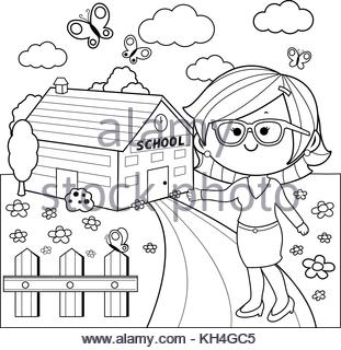 311x320 School Building Line Drawing Stock Vector Art Amp Illustration