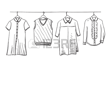 450x364 School Uniform. Hand Drawn Clothes On The Hanger Royalty Free