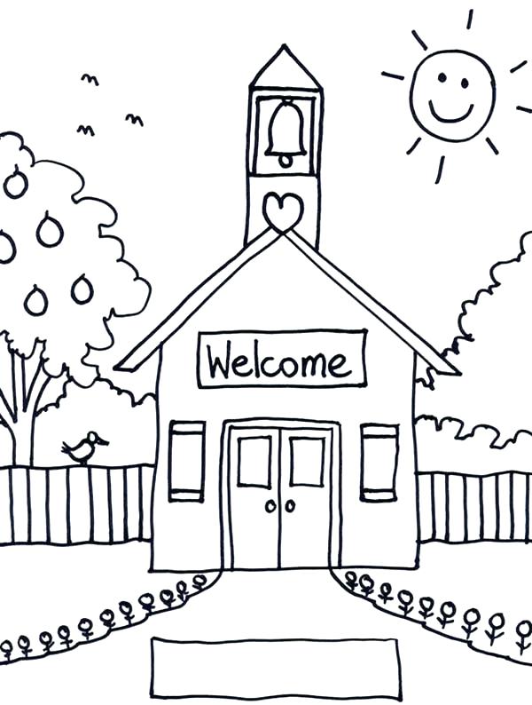 600x794 School House Coloring Page For Kids