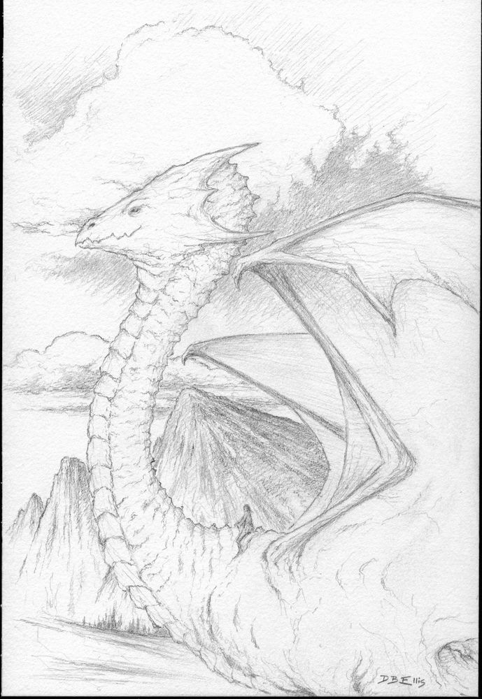 689x1000 Dragon Rider Pencil Drawing, Fantasy Art, Original