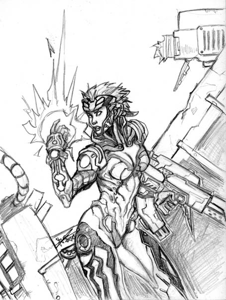 454x601 Sci Fi Girl Sketch By Trantsiss