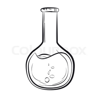 320x320 Test Tube Sketch Icon For Web And Mobile. Hand Drawn Vector Dark