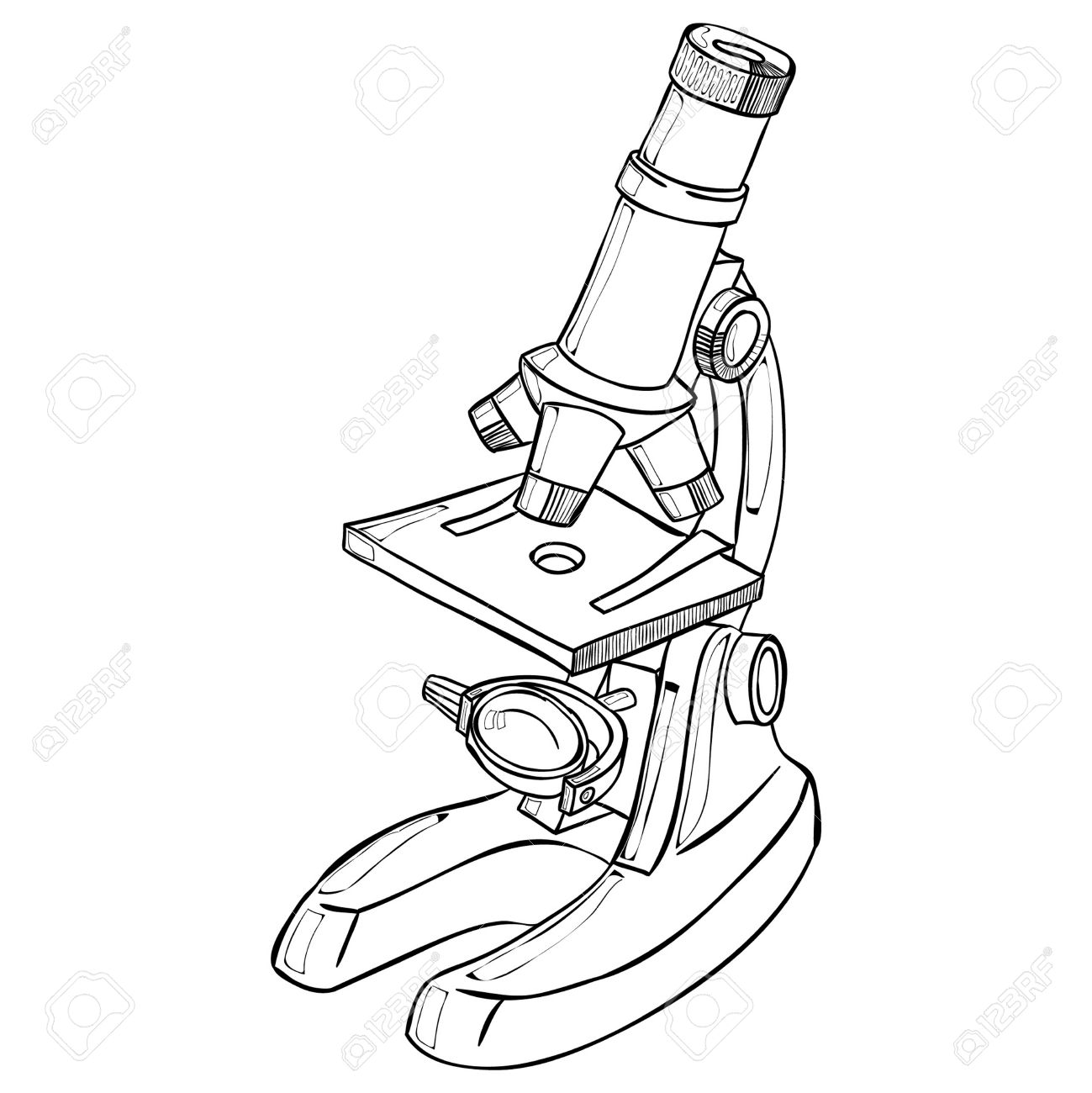1299x1300 Hand Drawn Science Vintage Microscope Sketch Vector Illustration