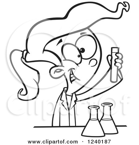450x470 Clipart Of A Black And White Happy Girl Doing A Science Experiment