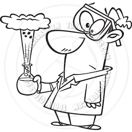 460x460 Cartoon Bad Science Experiment (Black Amp White Line Art) By Ron