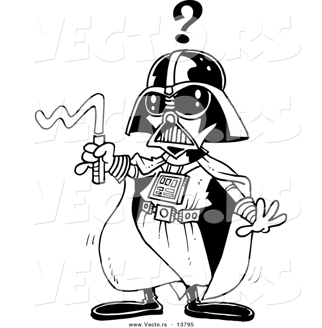 1024x1044 Vector Of A Cartoon Confused Vadar Man With A Broken Weapon