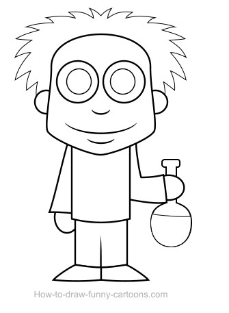 335x457 Scientist Drawing (Sketching + Vector)