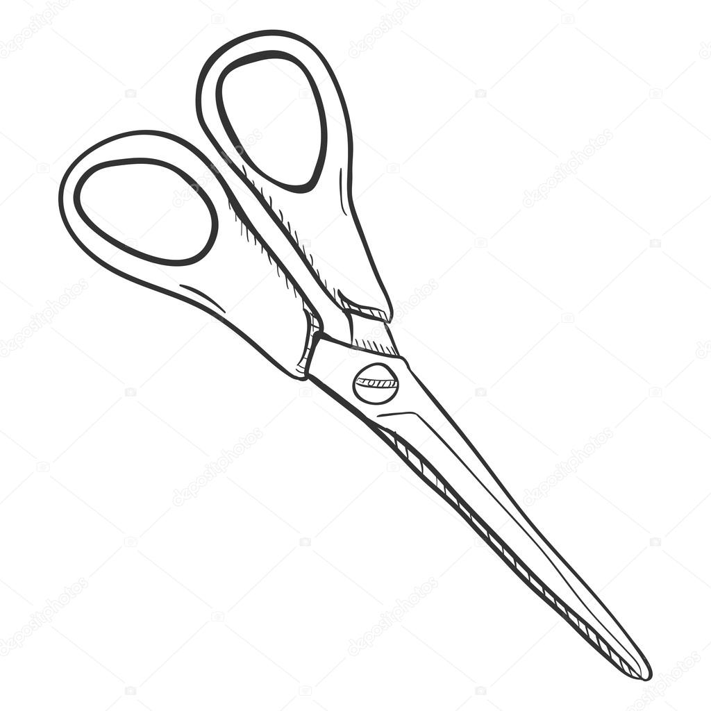 1024x1024 Single Sketch Scissors Stock Vector Nikiteev
