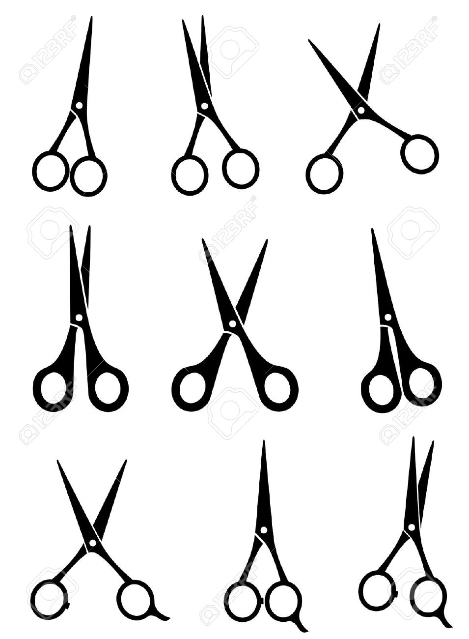 955x1300 21085826 Set Of Open Black Scissors On White Background Stock