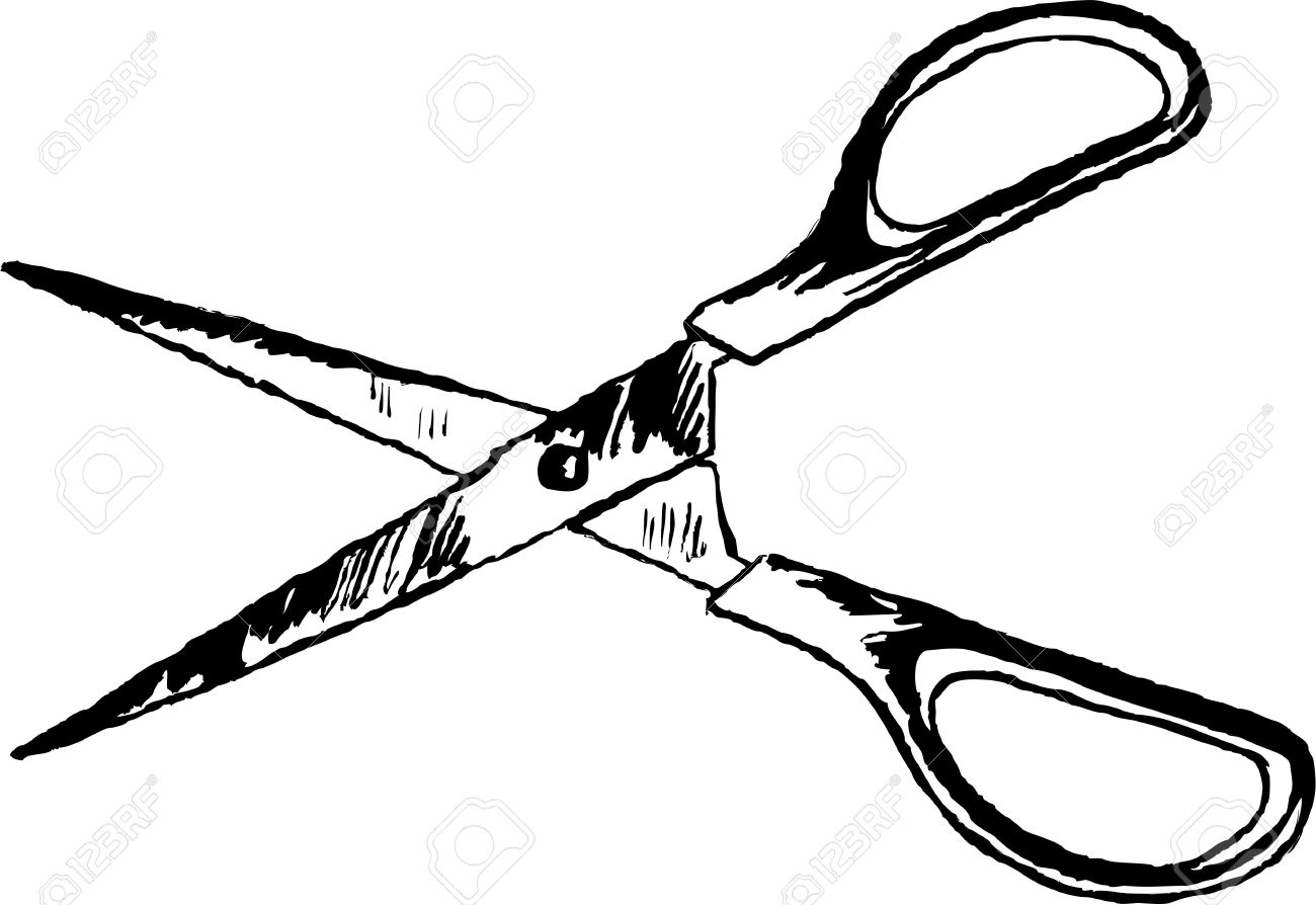 1300x894 Rough Sketchy Drawing Style Illustration Of A Pair Of Scissors