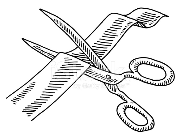 586x440 Scissors Cutting Ribbon Drawing Stock Vector