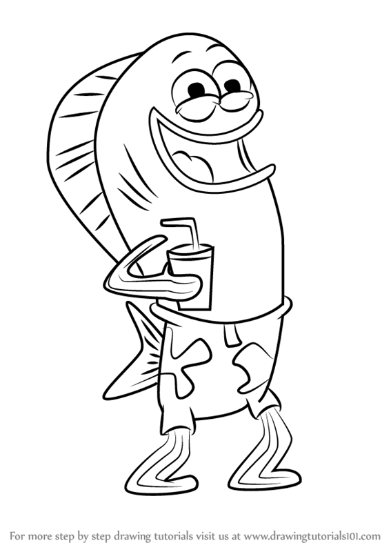 567x800 Learn How To Draw Scooter From Spongebob Squarepants (Spongebob