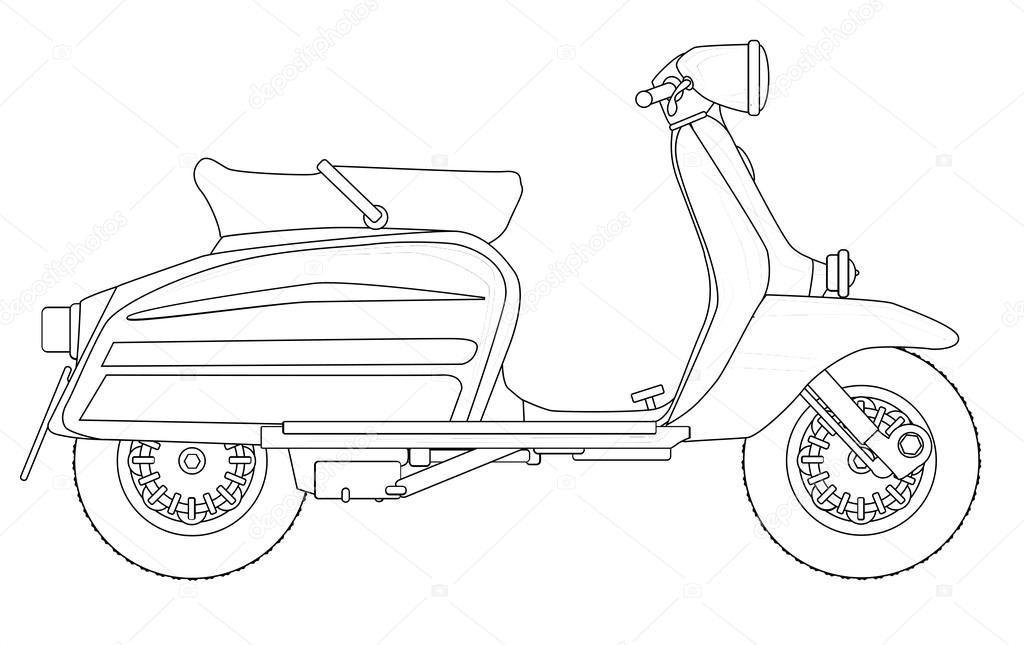 1024x645 Scooter Outline Drawing Stock Vector Bigalbaloo