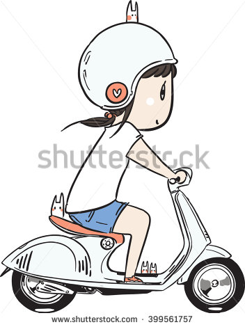 352x470 Cartoon Cute Girl Riding Scooter Smallumbrella's Doodle