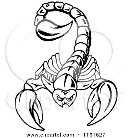 450x470 Clipart Of A Black And White Happy Scorpion