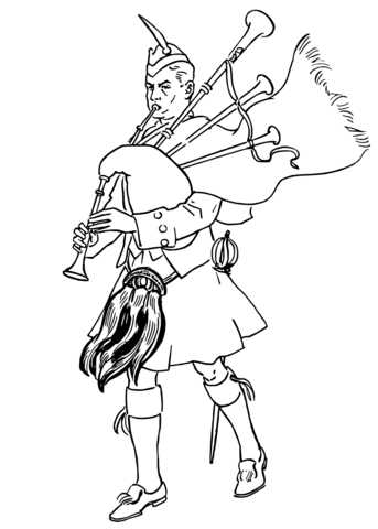 343x480 Scottish Bagpiper Coloring Page Free Printable Coloring Pages