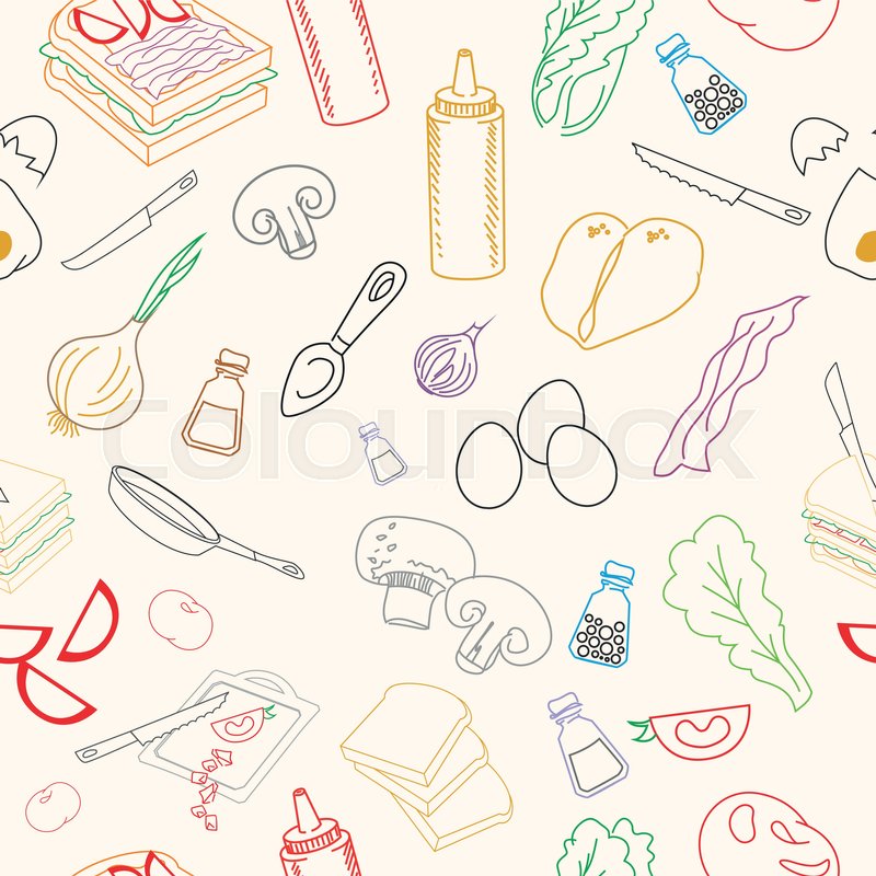 800x800 Seamless Pattern With Cookies Bacon, Tomato, Chicken, Bread