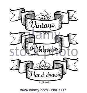 300x320 Old Hand Drawn Banner To Scrapbook Or Design In Vector.collection