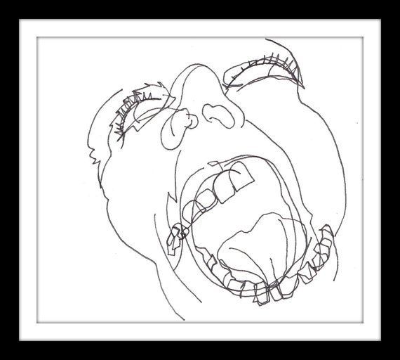 570x512 Original Illustration Scream Pen And Ink Blind Art Is On Etsy